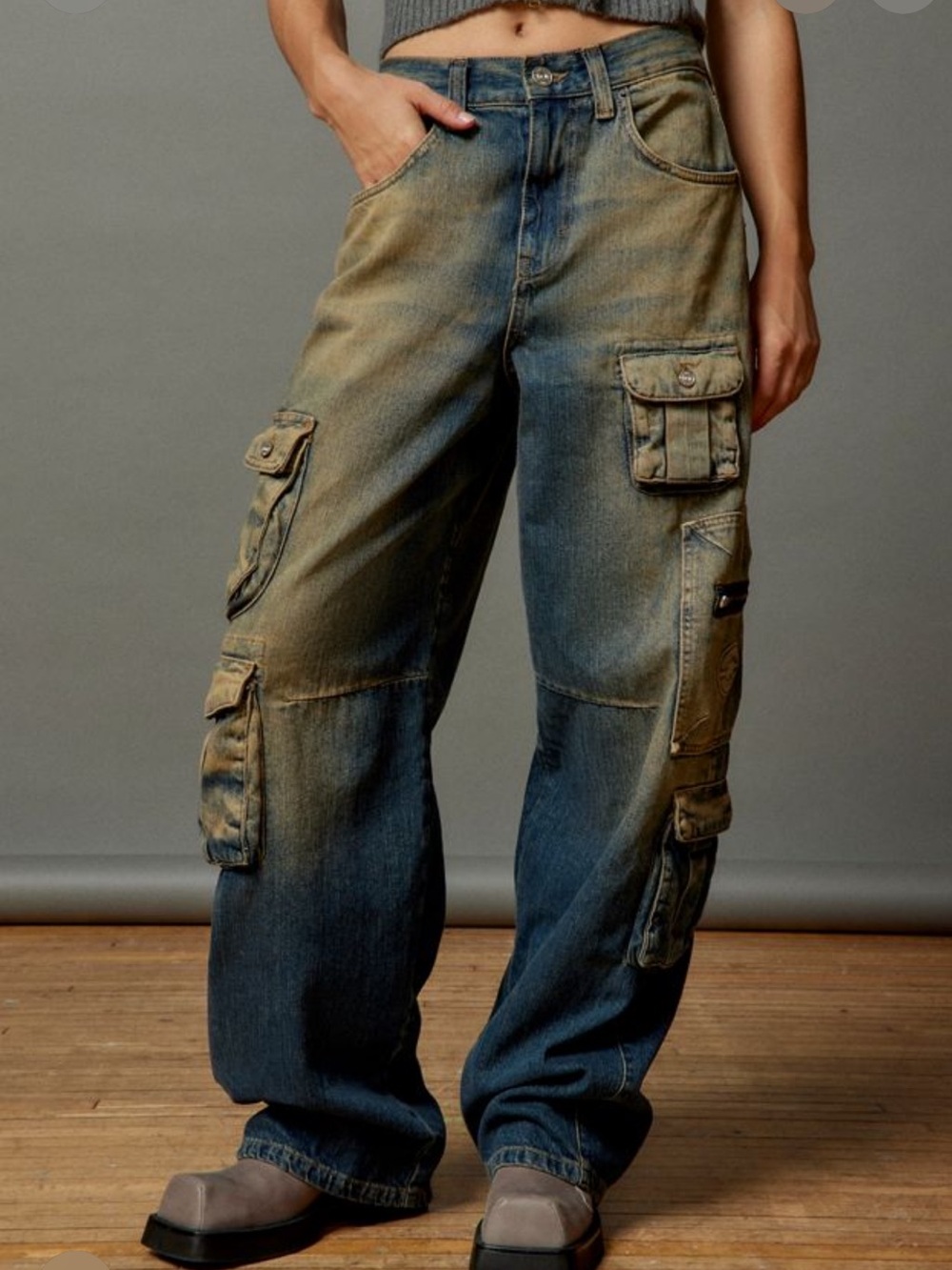 BDG Urban Outfitters Logan Extreme Cargo Pocket Baggy Boyfriend Jean Size 24